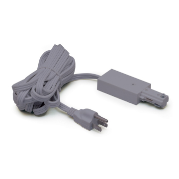 Nora Lighting One-Circuit Track System Live End Feed w/ Cord and Plug - Silver