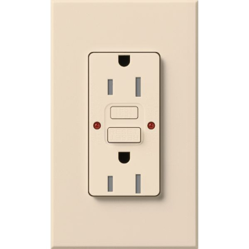 Lutron Nova T Architectural 15A GFCI Receptacle - Tamper Resistant - Light Almond