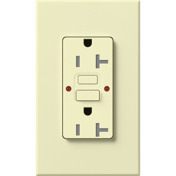 Lutron Nova T Architectural 20A GFCI Receptacle - Tamper Resistant - Almond