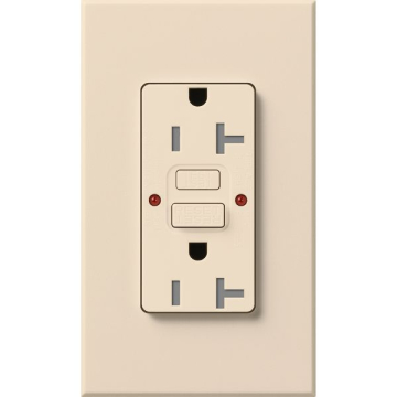 Lutron Nova T Architectural 20A GFCI Receptacle - Tamper Resistant - Light Almond