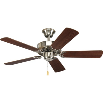 Progress Lighting AirPro Builder 42" 5-Blade Ceiling Fan - Reversible Blades - 120V - Brushed Nickel