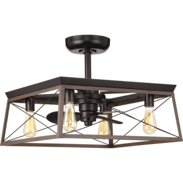 Progress Lighting Briarwood 22" 3-Blade Ceiling Fandelier - 120V - Antique Bronze