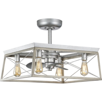 Progress Lighting Briarwood 22" 3-Blade Ceiling Fandelier - 120V - Galvanized Finish