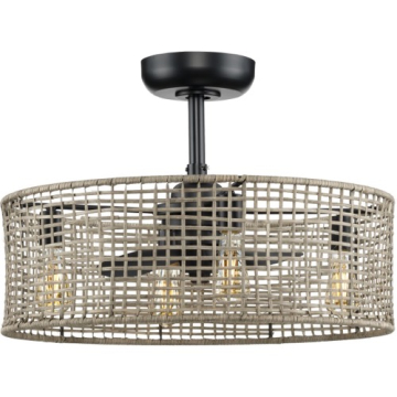 Progress Lighting Belva 25" 3-Blade Ceiling Fandelier - 120V - Matte Black