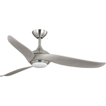 Progress Lighting Conte 52" 3-Blade LED Ceiling Fan - 3000K - 120V - Brushed Nickel / Grey Wood Blades