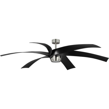 Progress Lighting Insigna 72" 6-Blade LED Ceiling Fan - 3000K - 120V - Brushed Nickel / Matte Black Blades