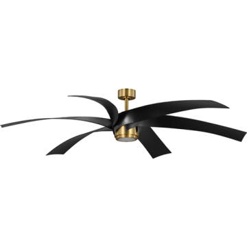 Progress Lighting Insigna 72" 6-Blade LED Ceiling Fan - 3000K - 120V - Vintage Brass / Matte Black Blades