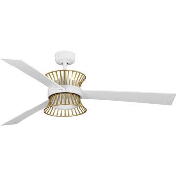 Progress Lighting Bisbee 55" 3-Blade LED Ceiling Fan  - 3000K - 120V - Matte White / Gold