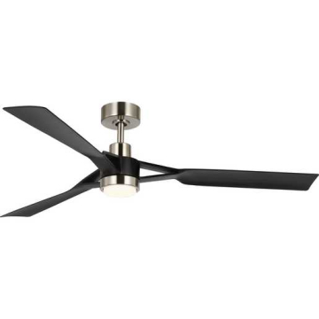 Progress Lighting Belen 60" 3-Blade LED Ceiling Fan - 3000K - 120V - Brushed Nickel / Matte Black Blades