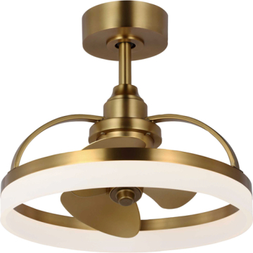 Progress Lighting Shear Oscillating 3-Blade LED Ceiling Fan  - 3000K - 120V - Brushed Bronze / Gold Blades