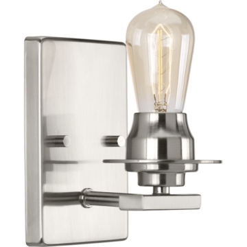 Progress Lighting Debut 1-Light Bath Vanity Sconce - 120V - Brushed Nickel