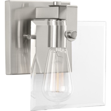 Progress Lighting Glayse 1-Light Bath Vanity Sconce - 120V - Brushed Nickel