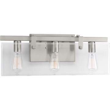 Progress Lighting Glayse 3-Light Bath Vanity Light - 120V - Brushed Nickel