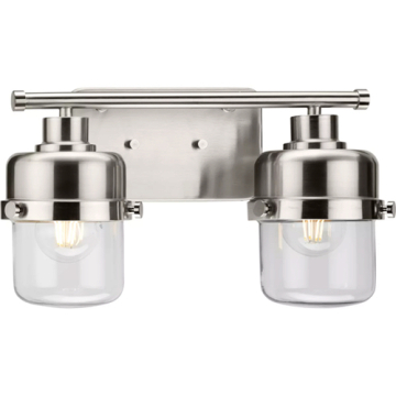 Progress Lighting Beckner 2-Light Bath Vanity Light - 120V - Brushed Nickel