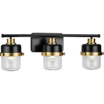 Progress Lighting Beckner 3-Light Bath Vanity Light - 120V - Matte Black