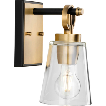 Progress Lighting Cassell 1-Light Bath Vanity Sconce - 120V - Vintage Brass