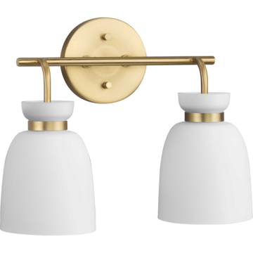 Progress Lighting Lexie 2-Light Bath Vanity Light - 120V - Brushed Gold