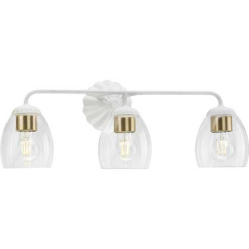 Progress Lighting Quillan 3-Light Bath Vanity Light - 120V - White Plaster