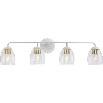 Progress Lighting Quillan 4-Light Bath Vanity Light - 120V - White Plaster