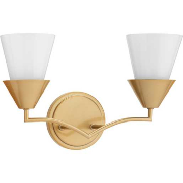 Progress Lighting Pinellas 2-Light Contemporary Bath Vanity Light - 120V - Soft Gold