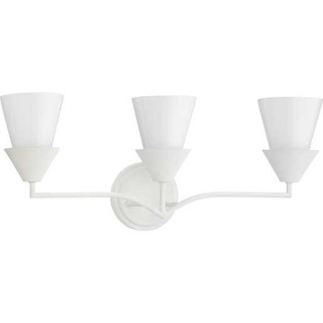 Progress Lighting Pinellas 3-Light Contemporary Bath Vanity Light - 120V - White Plaster