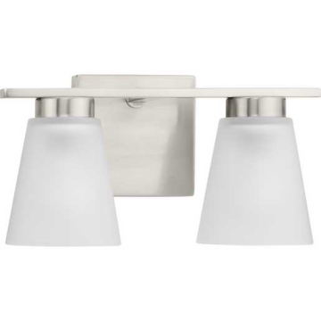 Progress Lighting Tanner 2-Light Transitional Bath Vanity Light - 120V - Brushed Nickel