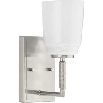 Progress Lighting Spenser 1-Light Industrial Bath Vanity Sconce - 120V - Brushed Nickel