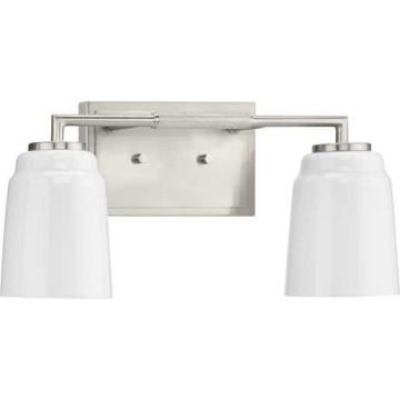 Progress Lighting Spenser 2-Light Industrial Bath Vanity Light - 120V - Brushed Nickel