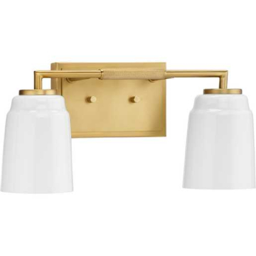 Progress Lighting Spenser 2-Light Industrial Bath Vanity Light - 120V - Brushed Gold