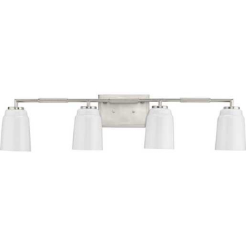 Progress Lighting Spenser 4-Light Industrial Bath Vanity Light - 120V - Brushed Nickel