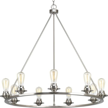 Progress Lighting Debut 36" 9-Light Chandelier - 120V - Brushed Nickel