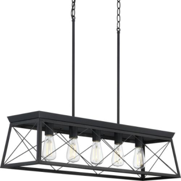 Progress Lighting Briarwood 5-Light Linear Island Chandelier - 120V - Textured Black