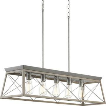 Progress Lighting Briarwood 5-Light Linear Island Chandelier - 120V - Galvanized Finish