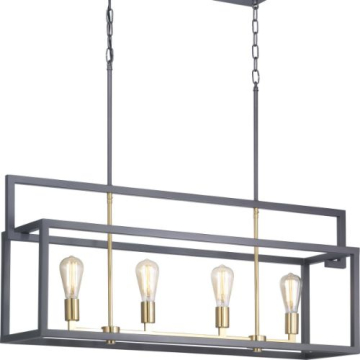 Progress Lighting Blakely 4-Light Linear Island Chandelier - 120V - Graphite