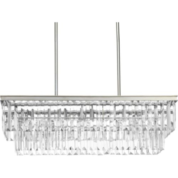 Progress Lighting Glimmer 4-Light Linear Island Chandelier - 120V - Silver Ridge