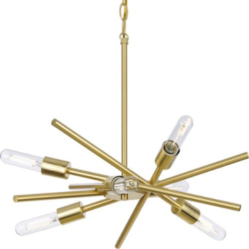 Progress Lighting Astra 23" 6-Light Chandelier - 120V - Satin Brass