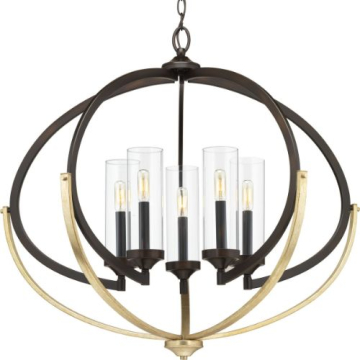 Progress Lighting Evoke 34" 5-Light Chandelier - 120V - Antique Bronze
