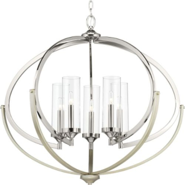 Progress Lighting Evoke 34" 5-Light Chandelier - 120V - Polished Nickel