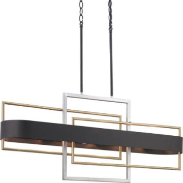 Progress Lighting Adagio 6-Light Linear Island Chandelier - 120V - Matte Black