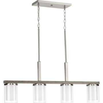 Progress Lighting Mast 4-Light Linear Island Chandelier - 120V - Brushed Nickel