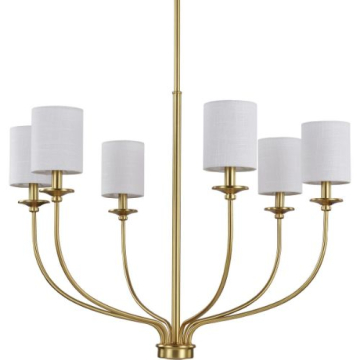 Progress Lighting Bonita 6-Light Chandelier - 120V - Satin Brass