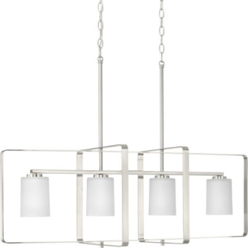 Progress Lighting League 4-Light Linear Island Chandelier - 120V - Brushed Nickel