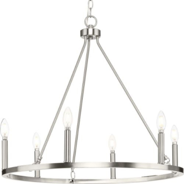 Progress Lighting Gilliam 6-Light Chandelier - 120V - Brushed Nickel