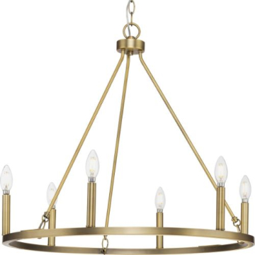 Progress Lighting Gilliam 6-Light Chandelier - 120V - Vintage Brass