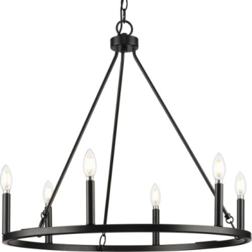 Progress Lighting Gilliam 6-Light Chandelier - 120V - Matte Black