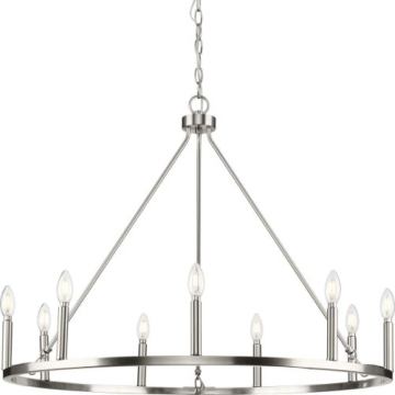 Progress Lighting Gilliam 9-Light Chandelier - 120V - Brushed Nickel