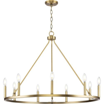 Progress Lighting Gilliam 9-Light Chandelier - 120V - Vintage Brass