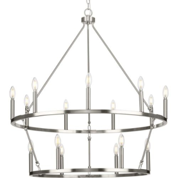 Progress Lighting Gilliam 15-Light Chandelier - 120V - Brushed Nickel