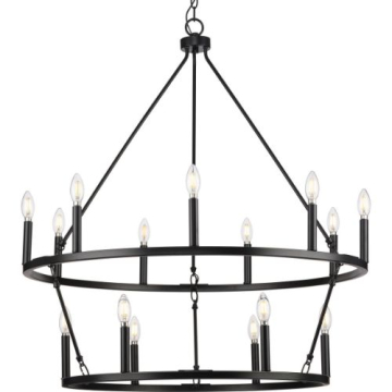 Progress Lighting Gilliam 15-Light Chandelier - 120V - Matte Black