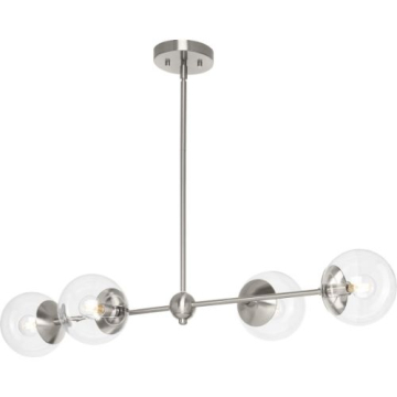 Progress Lighting Atwell 4-Light Linear Island Chandelier - 120V - Brushed Nickel